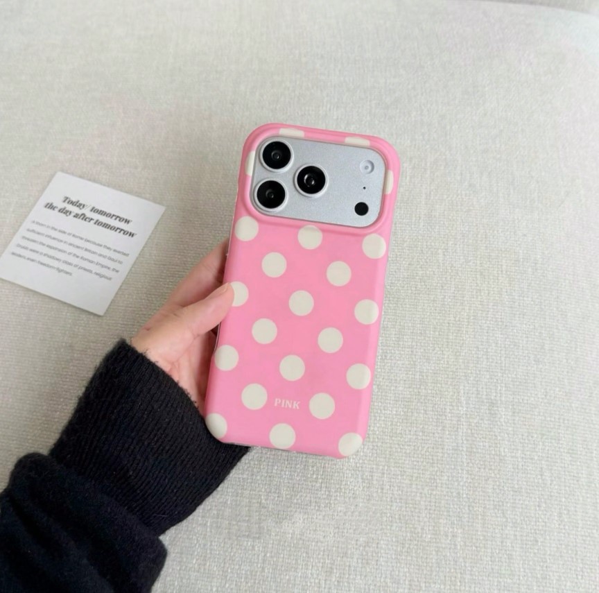 iPhone 16 Pro Max Round Edge Dots Case - Pink 35780 - image 1