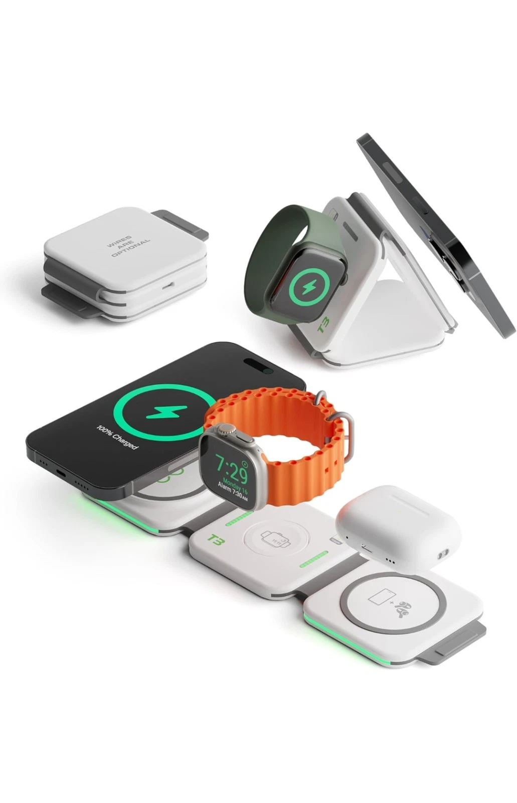INFINACORE [3-IN-1 WIRELESS CHARGING STATION] (MAGNETIC FOLDABLE) - FAST CHARGING WHITE 37389 - image 2