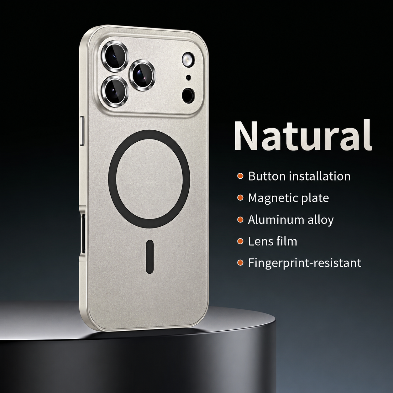 iPhone 16 Pro Max Snap-on Metal Frame Case - Natural 35944 - image 1