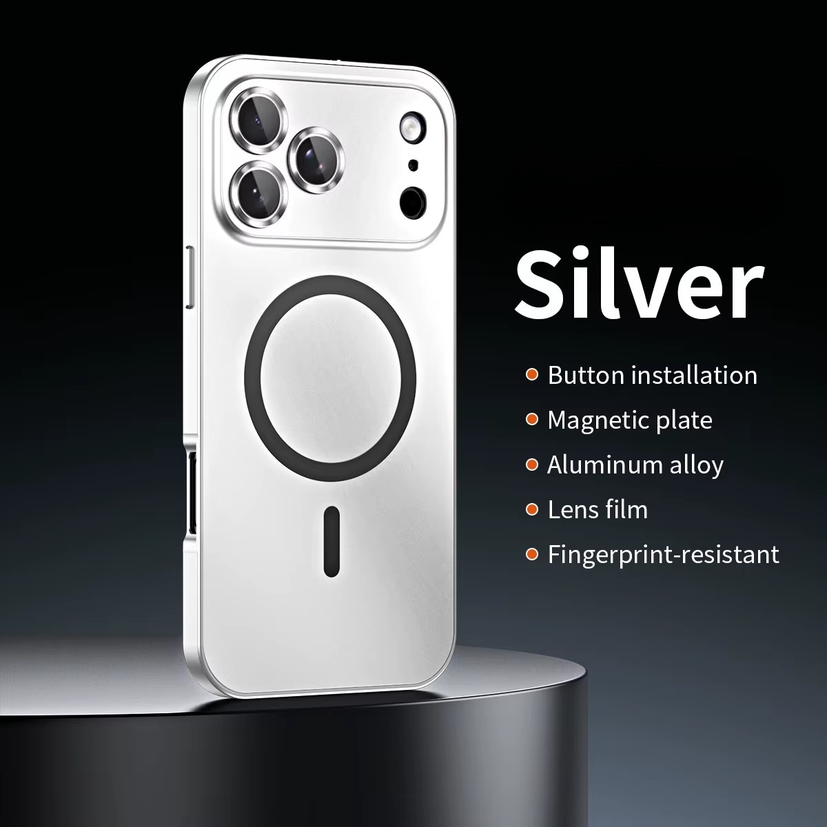 iPhone 16 Plus Snap-on Metal Frame Case - Silver 35938 - image 1