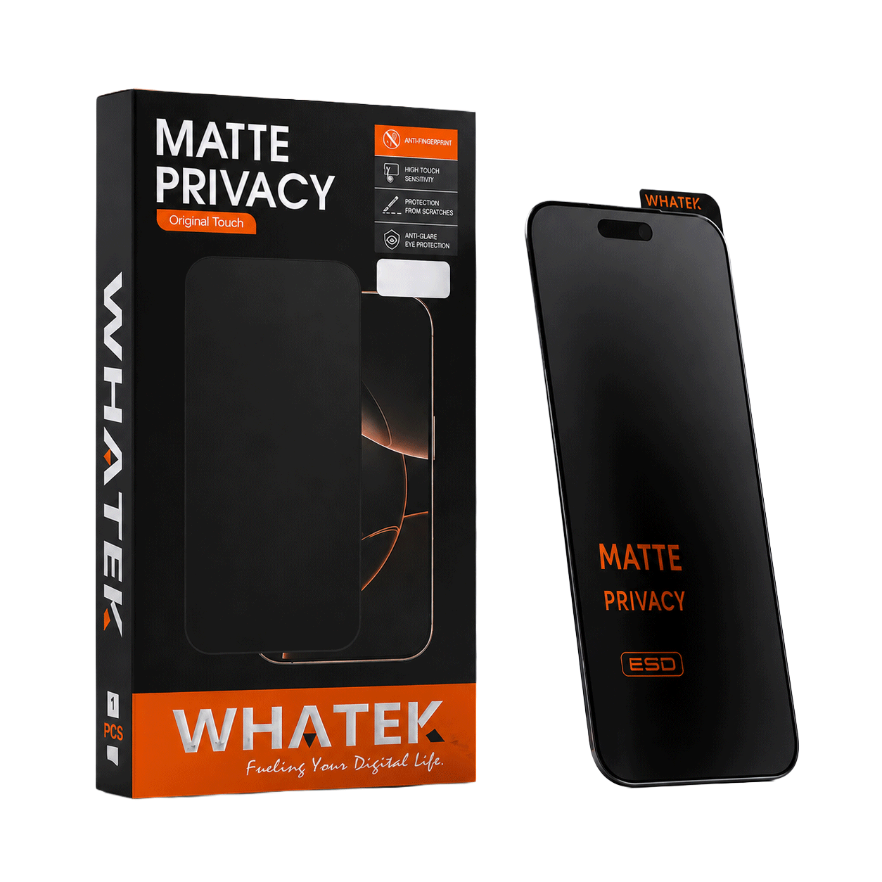 iPhone 16 Pro Max Whatek Matte Privacy Tempered Glass (Premium Quality) 15459 - image 1