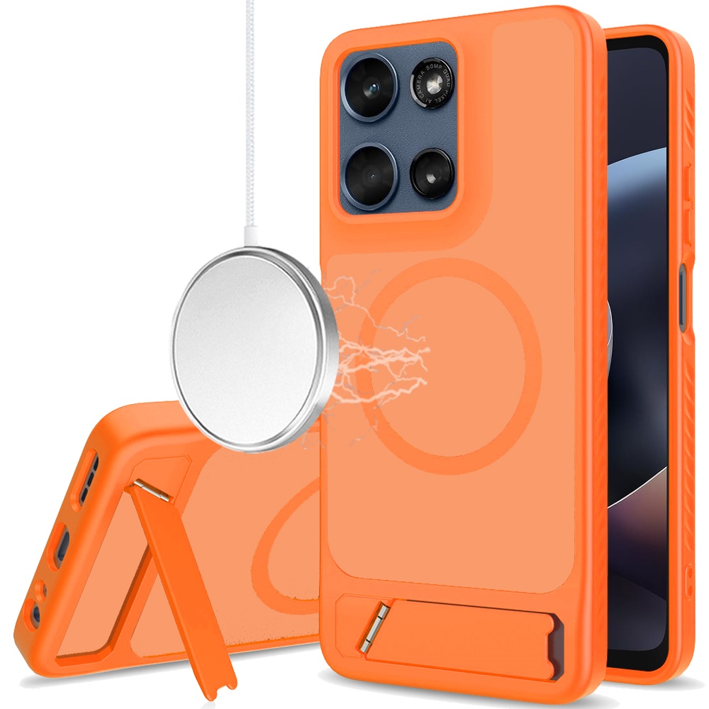 Motorola Moto G 5G 2025 / 2026 / G Play 2026 Matte Magnetic Hybrid with Metal Kickstand Case - Cosmic Orange 37410 - image 1
