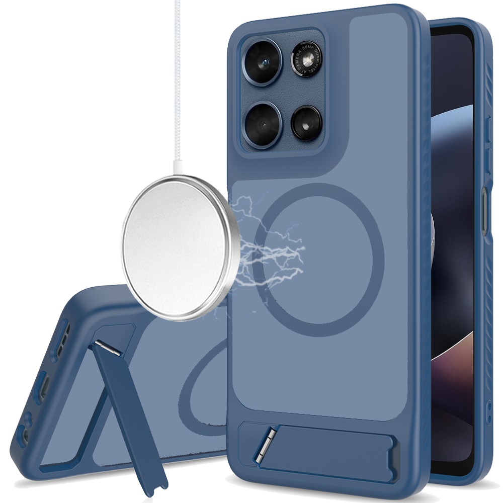 Motorola Moto G 5G 2025 / 2026 / G Play 2026 Matte Magnetic Hybrid with Metal Kickstand Case - Royal blue 37412 - image 1